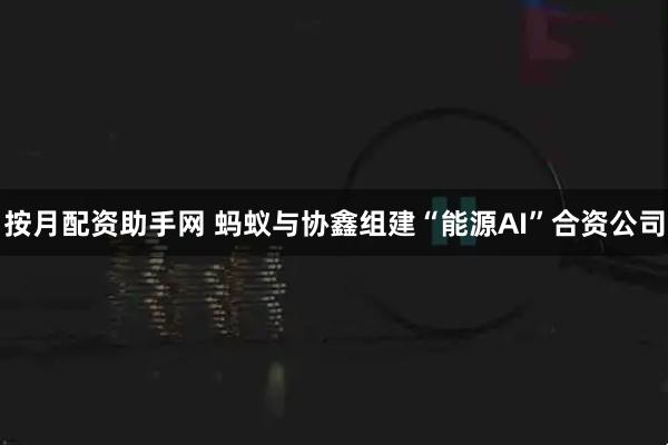 按月配资助手网 蚂蚁与协鑫组建“能源AI”合资公司